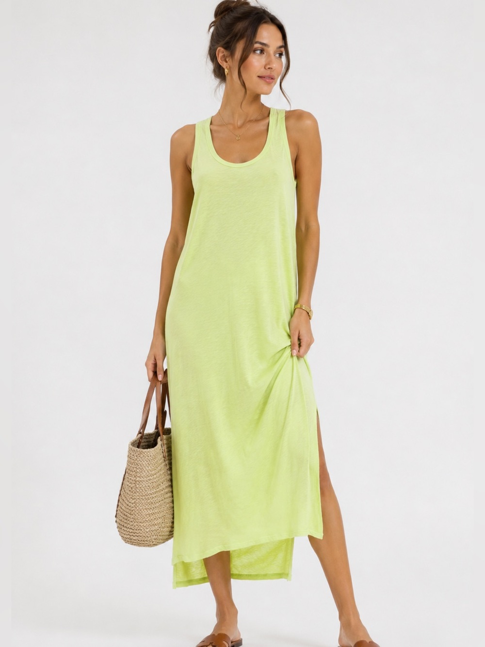Lululemon All Yours Tank Maxi Dress Crispin neon green size 2
